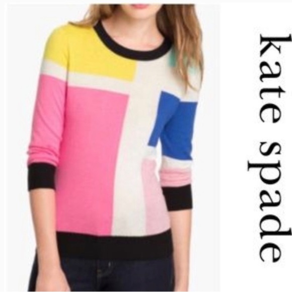 Kate Spade Rylee Colorblock Silk Cashmere Blend Sweater - Picture 5 of 5